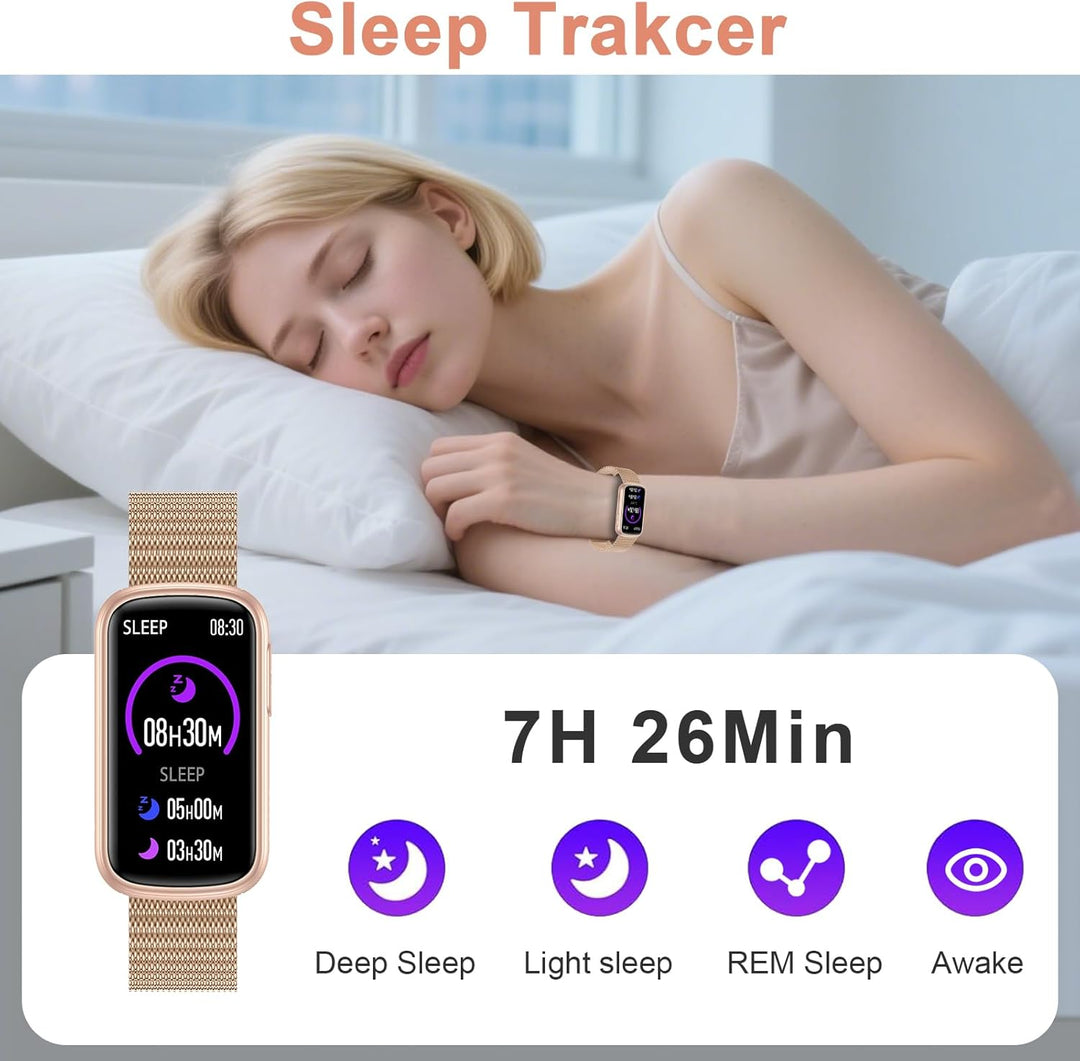 Smartwatch Damen,Bluetooth-Anruf,Herzfrequenz-/Schlafmonitor/SpO2,130+ Sportmodi, 1,47'' HD Touchscr