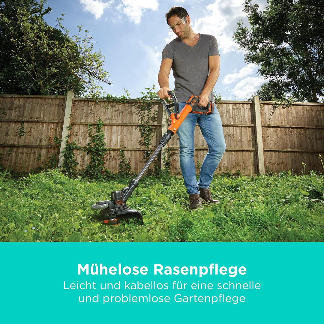 Black+Decker Akku-Rasentrimmer (18V 2,0Ah, 28 cm Schnittbreite, automatische Fadenverlängerung (AFS)