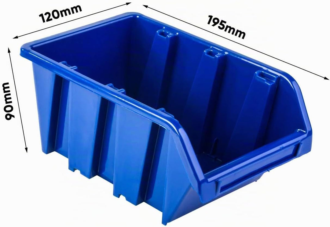 Werkzeugwand Stapelboxen - 1152 x 780 mm - Lagersystem SET Werkzeughaltern und 23 Rot/Blau Boxen - W
