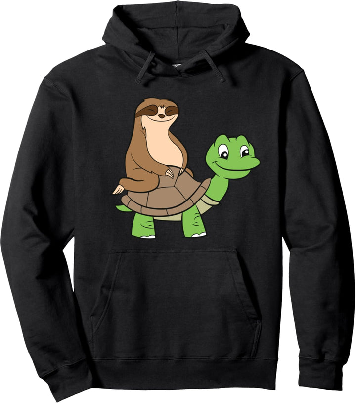 Faultier auf Schildkröte Faultier reitet Schildkröte Pullover Hoodie