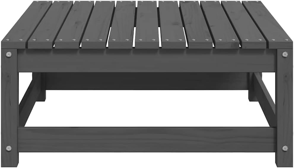 vidaXL Garten Fusshocker mit Grauen Kissen, Modular Gartenmöbel Lounge, Sitzhocker Hocker für Garten