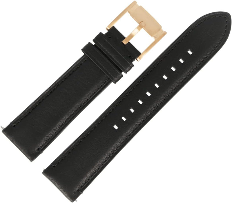 Fossil Uhrenarmband 22mm Leder Schwarz Glatt - Schnellverschluss Easy Fix Wechsel System FS-5085 | L