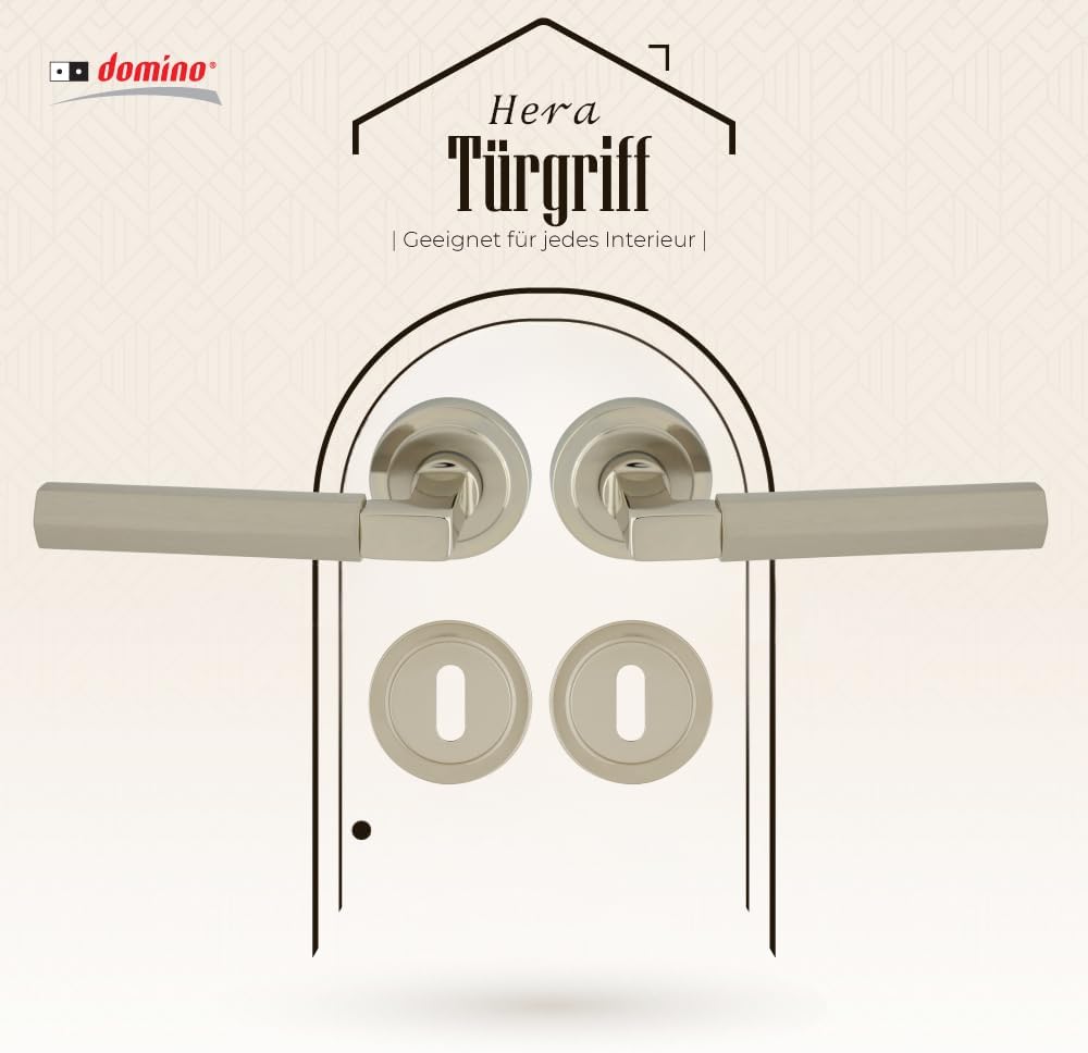 domino Türgriff HERA-R M7/M9 BB-Buntbart Drückergarnitur für Zimmertüren Türdrücker-Set Rosetten-Gar