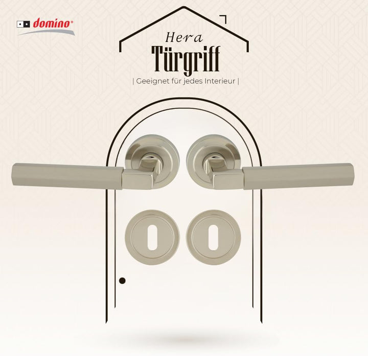 domino Türgriff HERA-R M7/M9 BB-Buntbart Drückergarnitur für Zimmertüren Türdrücker-Set Rosetten-Gar