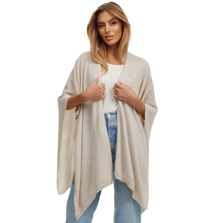Glamexx24 Damen Poncho Schal Cashmere Feeling Strick Cape Frauen Poncho Cardigan XXL Umhängetuch für