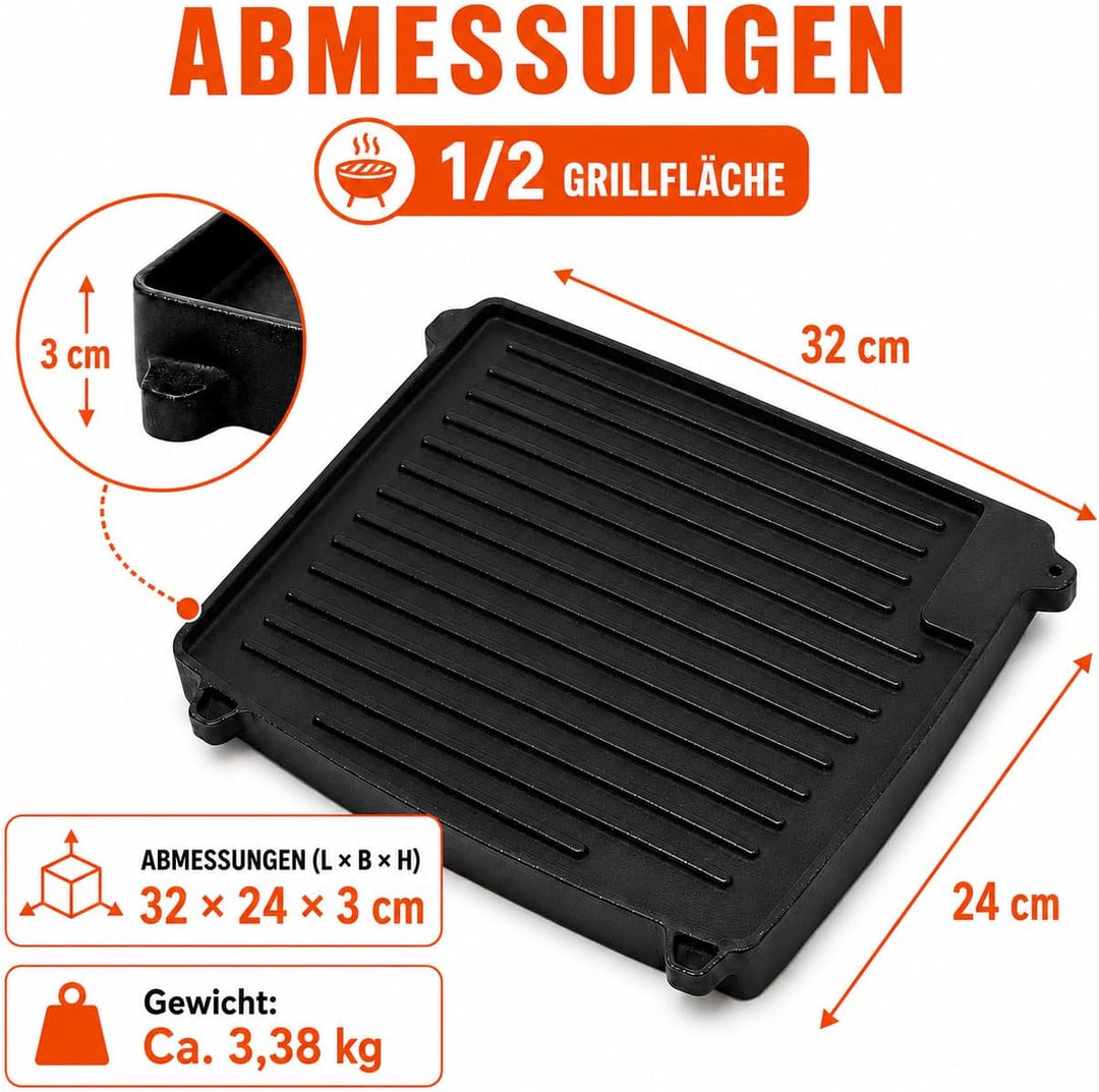 Uniflasy Gusseisen Grillplatte 32 x 24 cm kompatibel mit Enders Urban, Urban Pro, Explorer, Explorer