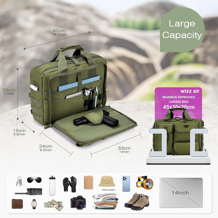 SPAHER Arbeitstasche Laptoptasche 14/15.6/17.3 Zoll Messenger Bag Pilotentasche Aktentasche Taktisch