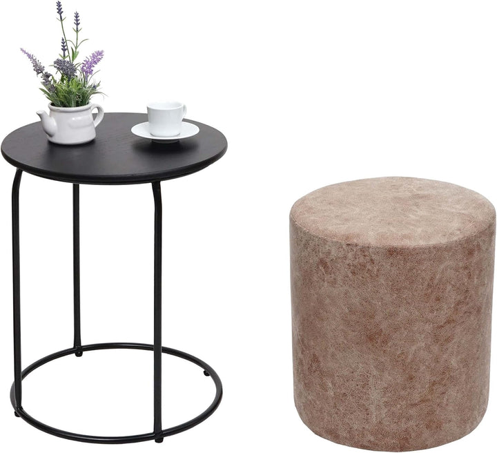 Mendler 2er-Set Sitzhocker und Beistelltisch HWC-K48, Kaffeetisch Tisch Hocker, MVG-Zertifiziert MDF