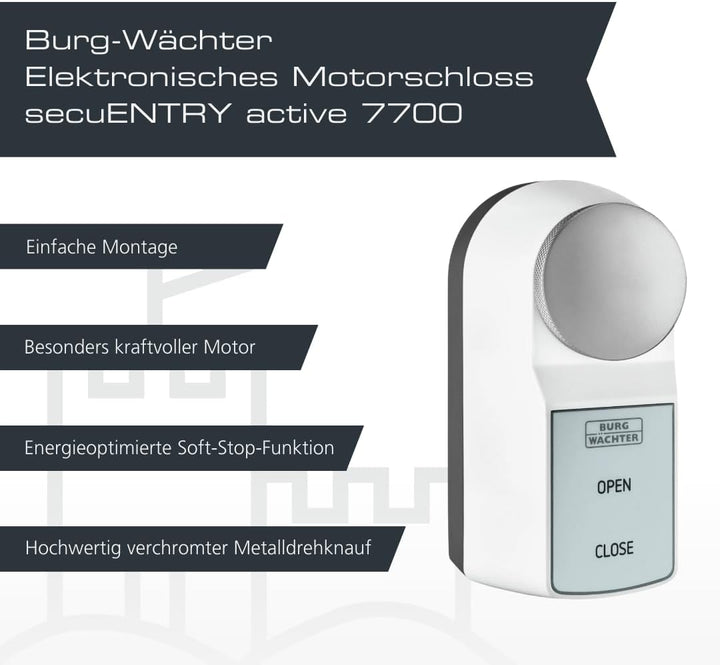 BURG-WÄCHTER Elektronisches Motorschloss für Haustüren, Türschloss, Öffnen und Schliessen per Tasten