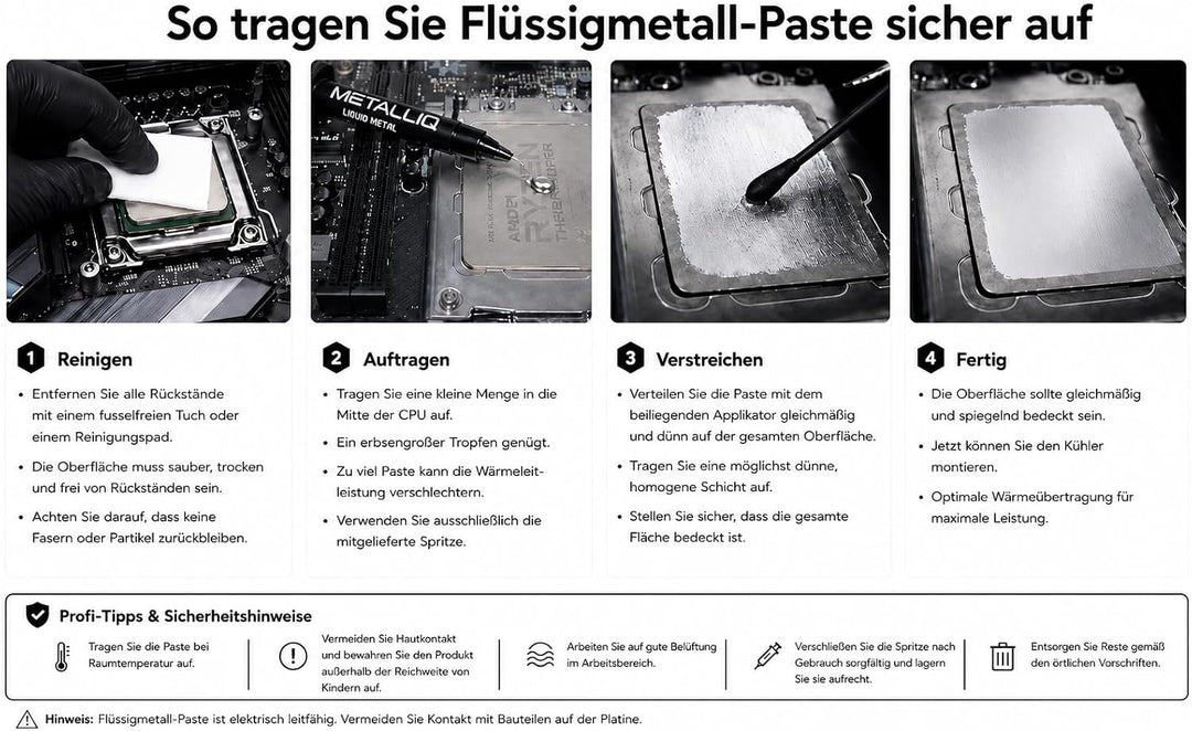 METALLIQ Performance Bundle 1g Flüssigmetall &amp; 3g Ultra Wärmeleitpaste für CPU GPU PS5 Gaming &amp; Serv