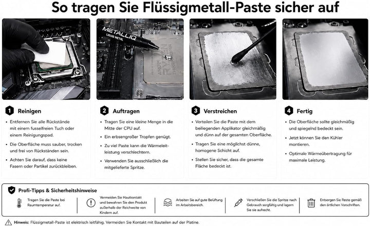 METALLIQ Performance Bundle 1g Flüssigmetall &amp; 3g Ultra Wärmeleitpaste für CPU GPU PS5 Gaming &amp; Serv