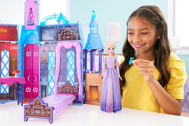 Mattel Disney Die Eiskönigin - Puppenhaus des Schlosses in Arendelle (60 cm+) mit Elsa-Puppe, 4 Spie