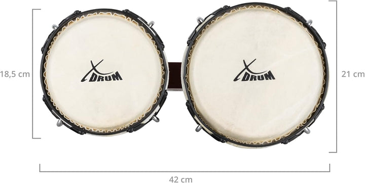 XDrum Bongos Pro Weinrot - 2 Trommeln mit 6,5" (17 cm) und 7,5" (20 cm) Durchmesser - Bongotrommeln