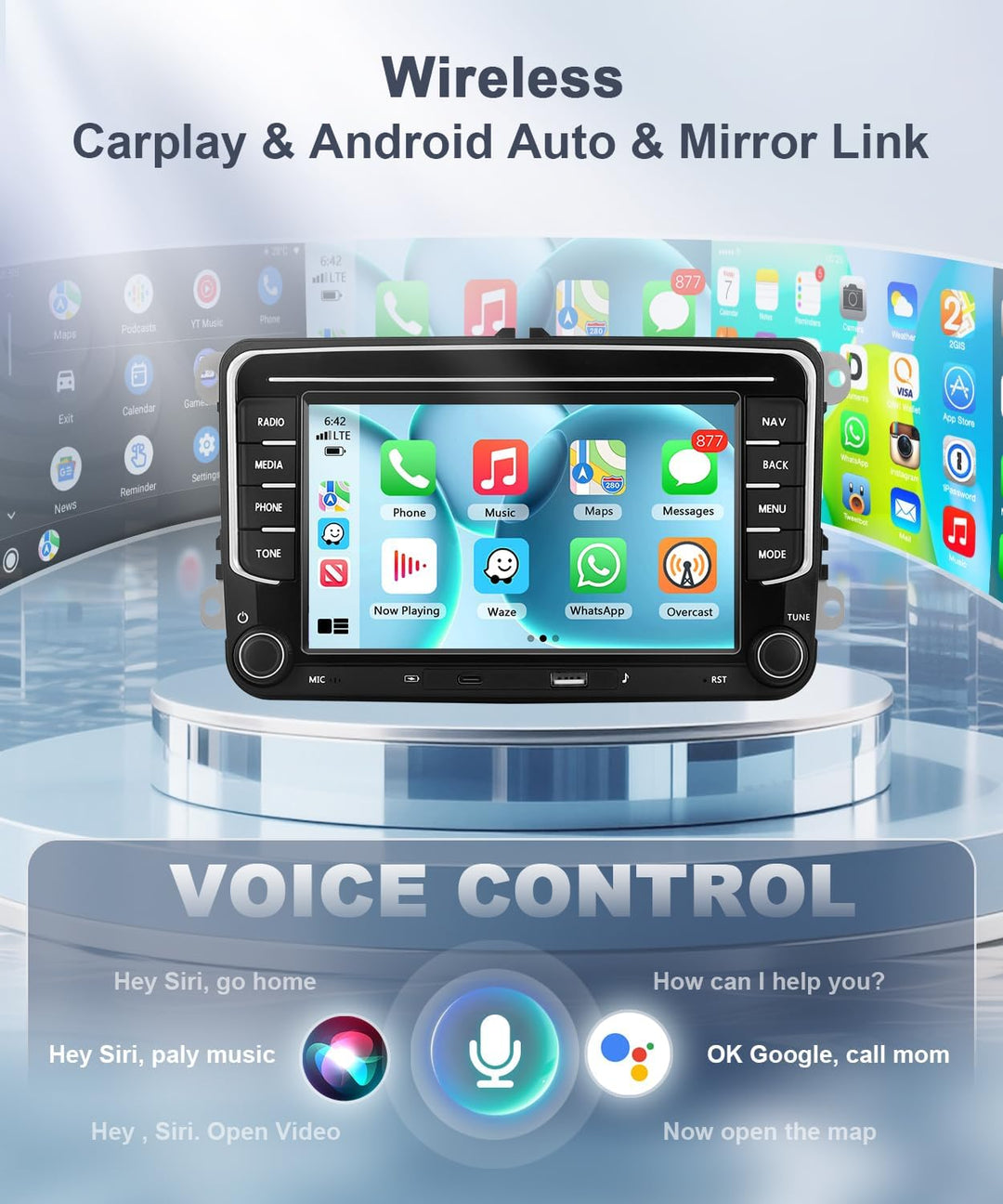 4GB+64GB Carplay Autoradio für VW Passat B6 T5 Golf 5 6 Polo 6R Tiguan T5 Jetta Seat Skoda mit Andro