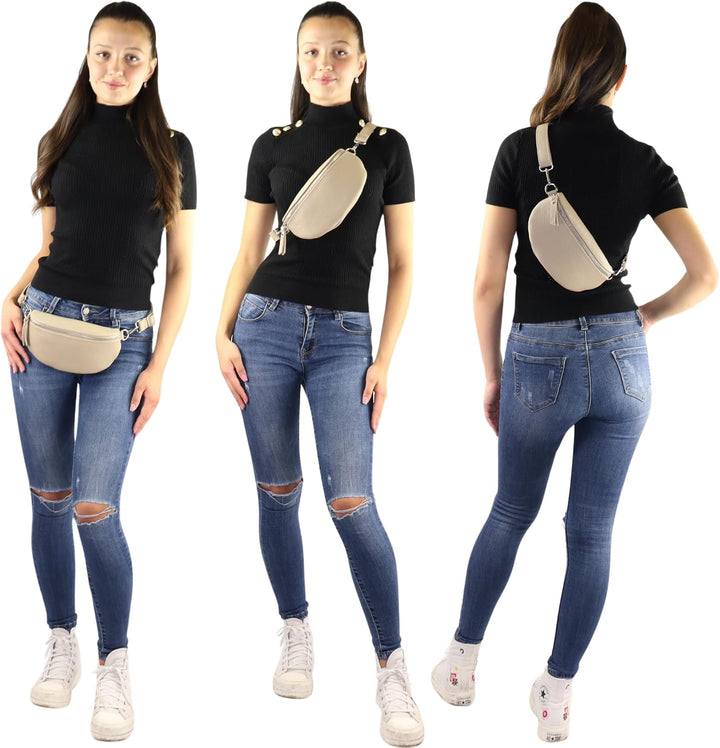Blade Bauchtasche Damen Echtleder, stylische Gürteltasche Damen mit Leder abnehmbaren &amp; verstellbare