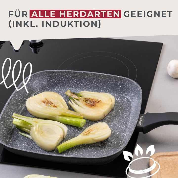 Fackelmann Grillpfanne Cosmo – Ø 28 cm aus gepresstem Aluminium, PFAS-freie Excilon Ceramic Beschich