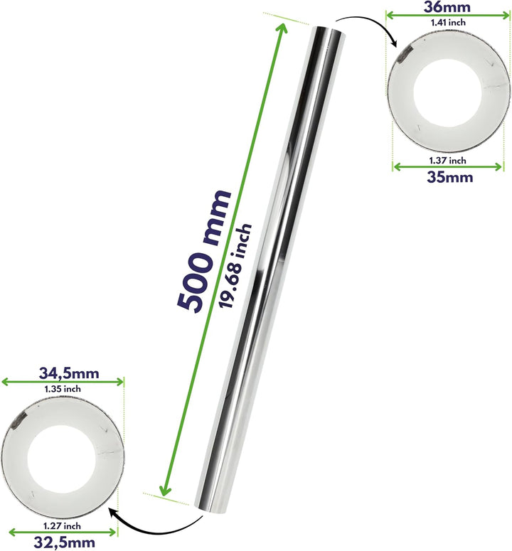2x Chrom Verlängerungsrohr, Saugrohr für Kärcher WD-Modelle WD3300 - WD5600 + Serie A2000 - A2054, N