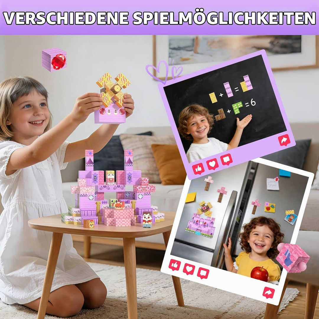 Magnetische Bausteine, Magnetic Blocks 200 PCS ab 3 Jahre Kinder, Magnetbausteine für Jungen Mädchen