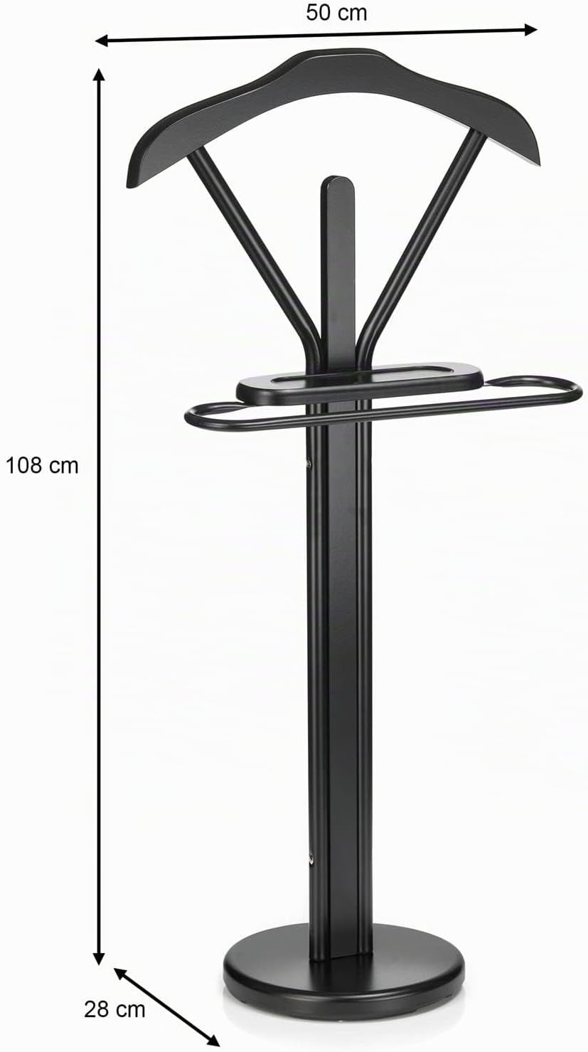 IDIMEX Herrendiener Matteo aus Metall und MDF in schwarz/schwarz, Stummer Diener mit Ablage und Büge