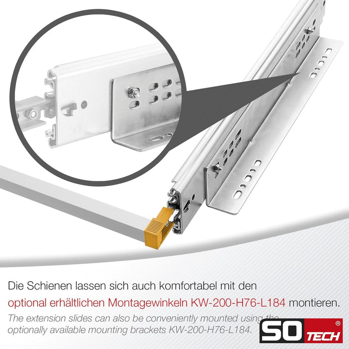 1 Paar SOTECH Schwerlastauszüge VarioSlide KV2-200-H76-L1200-EH 1219,2 mm mit Lock-in/out Einrastfun