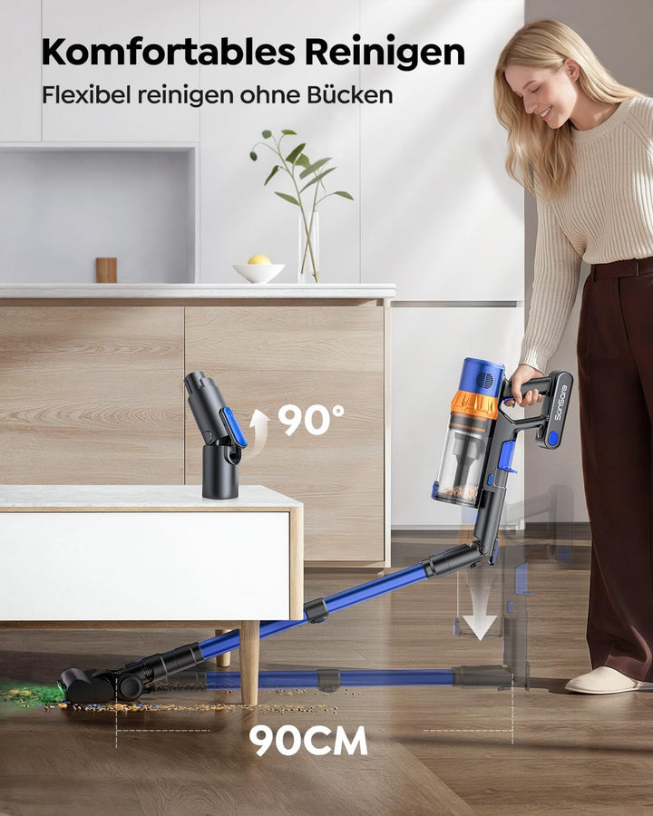 SunSare Akku Staubsauger Kabellos 600W/50000Pa/65Min, Akkustaubsauger mit 1M Schlauch, Aromafunktion