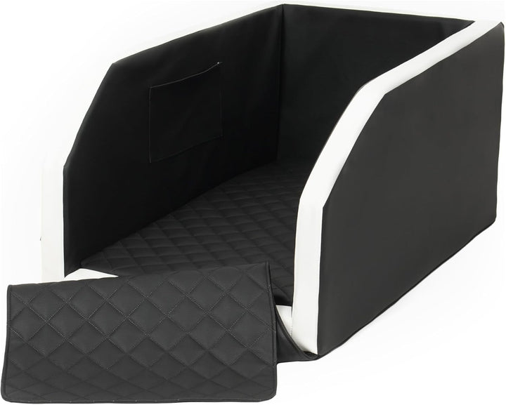 Autohundebett Hunde-Autositz Hundebett Rückbank Hundesitz Anschnallgurt 55x100 (Farbe: schwarz - wei