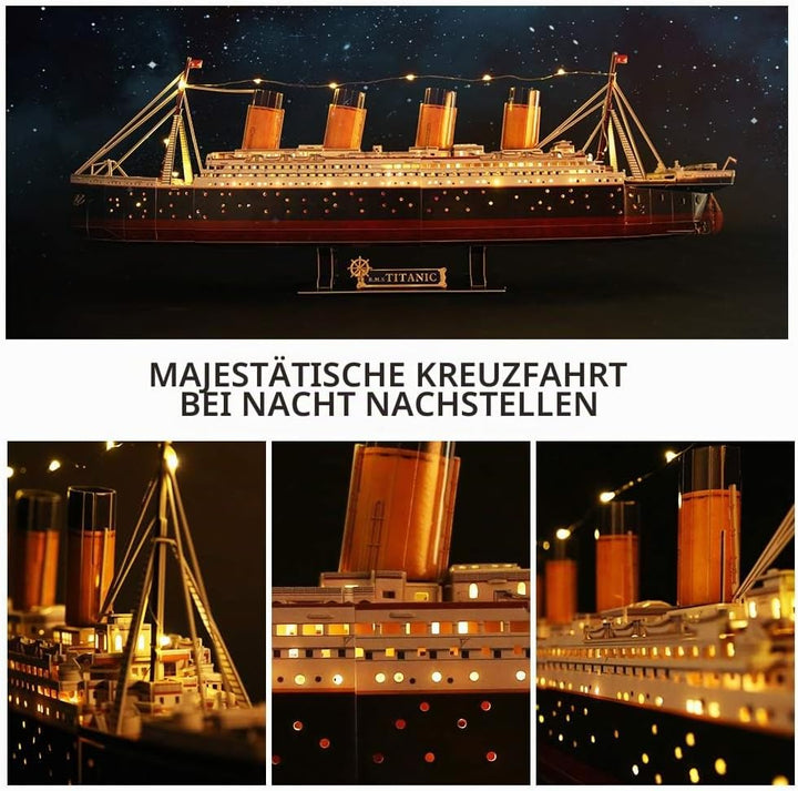 CubicFun Titanic 3D-Puzzle, LED, 88 cm, Modell Titanic, Spielzeug für Erwachsene und Jugendliche, 26