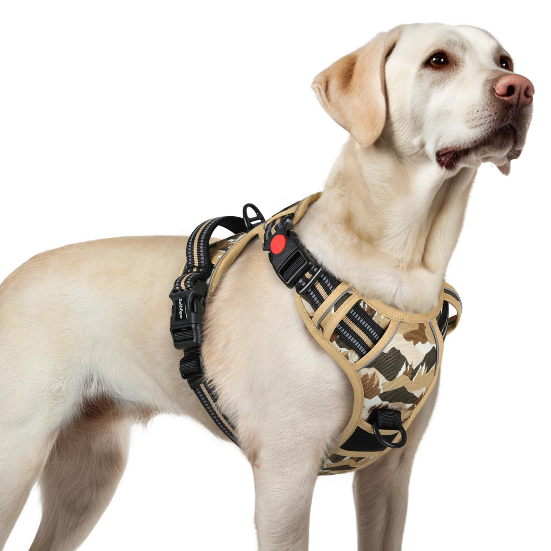 rabbitgoo Hundegeschirr Grosse Hunde Leichtes Anlegen, L, Bergkhaki | Anti Zug, Ohne Kopfdurchzug, H