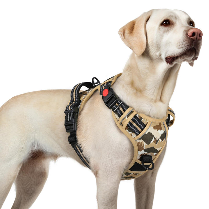 rabbitgoo Hundegeschirr Grosse Hunde Leichtes Anlegen, L, Bergkhaki | Anti Zug, Ohne Kopfdurchzug, H