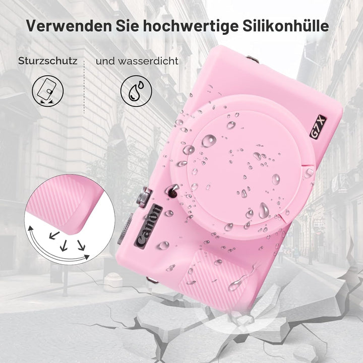 Rieibi Silikon-Schutzhülle für Canon G7X Mark III Hülle, G7X Mark III Zubehör mit 2 Stück Displaysch