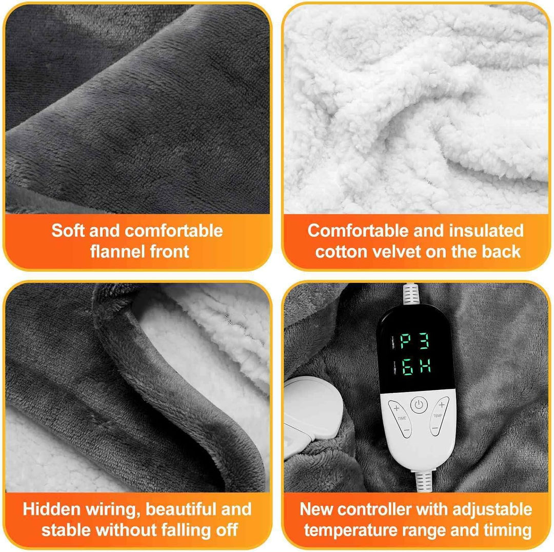 Heizdecke mit Abschaltautomatik, Elektrische Heizdecke, 160 x 130 cm | 10H Timer | bei 30°-40° wasch