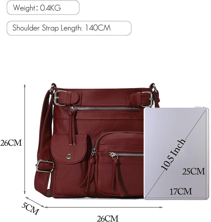 FANDARE Leichte Schultertasche Umhängetaschen Damen Schulranzen Handtaschen Klein Frauen PU Leder Wa