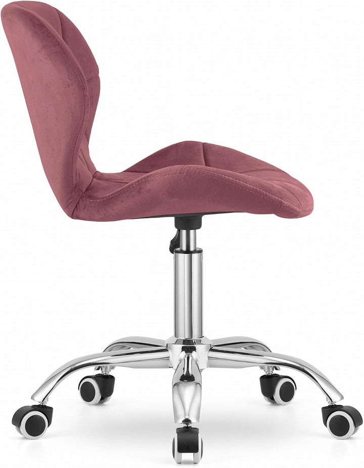 NMK HOME Drehstuhl mit Rollen - Höhenverstellbar Polsterstuhl - Home Office Samt Stuhl mit Geometris