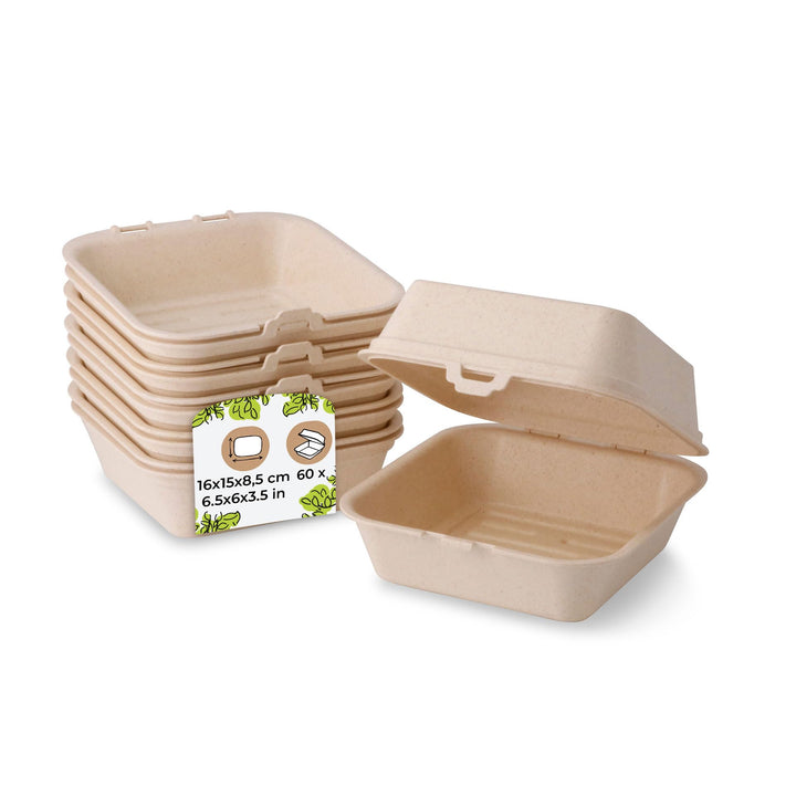 BIOZOYG Mehrweg-Burgerboxen 60 Stück I to-Go-Verpackungen für heiss und kalt I Lunchbox Take-Away-Be