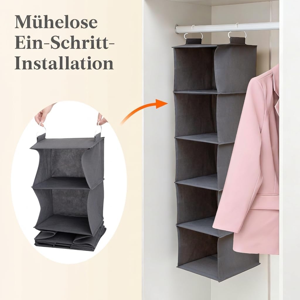 Lifewit 2 Stück Hängeregal, Schrank Organizer, Hängesystem Kleiderschrank, Hängeaufbewahrung aus Sto