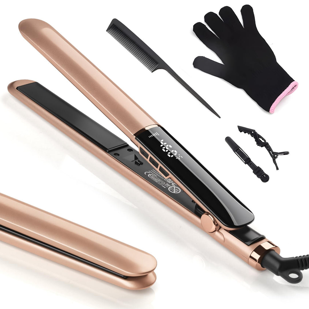 Glätteisen Haarglätter Ceramic Straight für glatte & glänzende Haare, 2 in 1 Glätteisen Locken und G