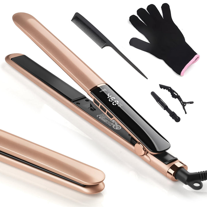 Glätteisen Haarglätter Ceramic Straight für glatte & glänzende Haare, 2 in 1 Glätteisen Locken und G