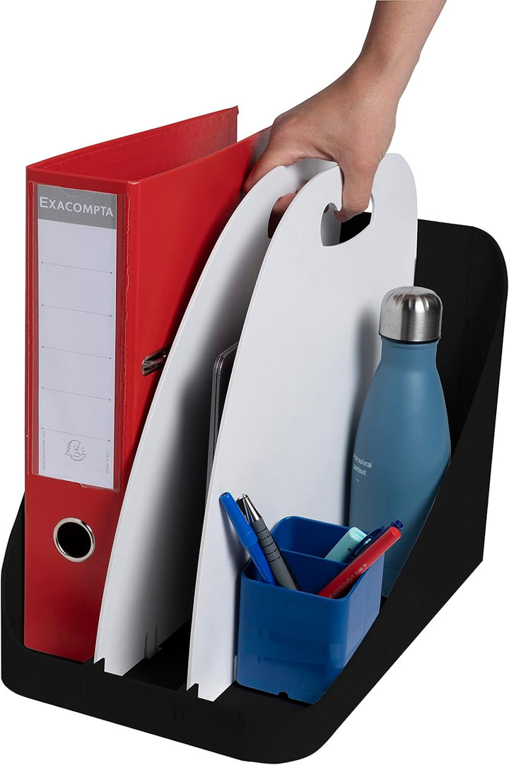 Exacompta 3501440D Flex Box Office Flexible Aufbewahrungshilfe mit Griff mit 3 Fächern zur Aufbewahr
