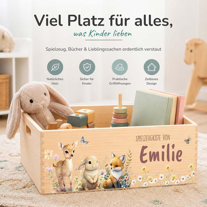 Kidsmood - Spielzeugkiste aus Holz mit Wunschnamen | Aufbewahrungsbox Kinder Spielzeug & Bücher | Pr