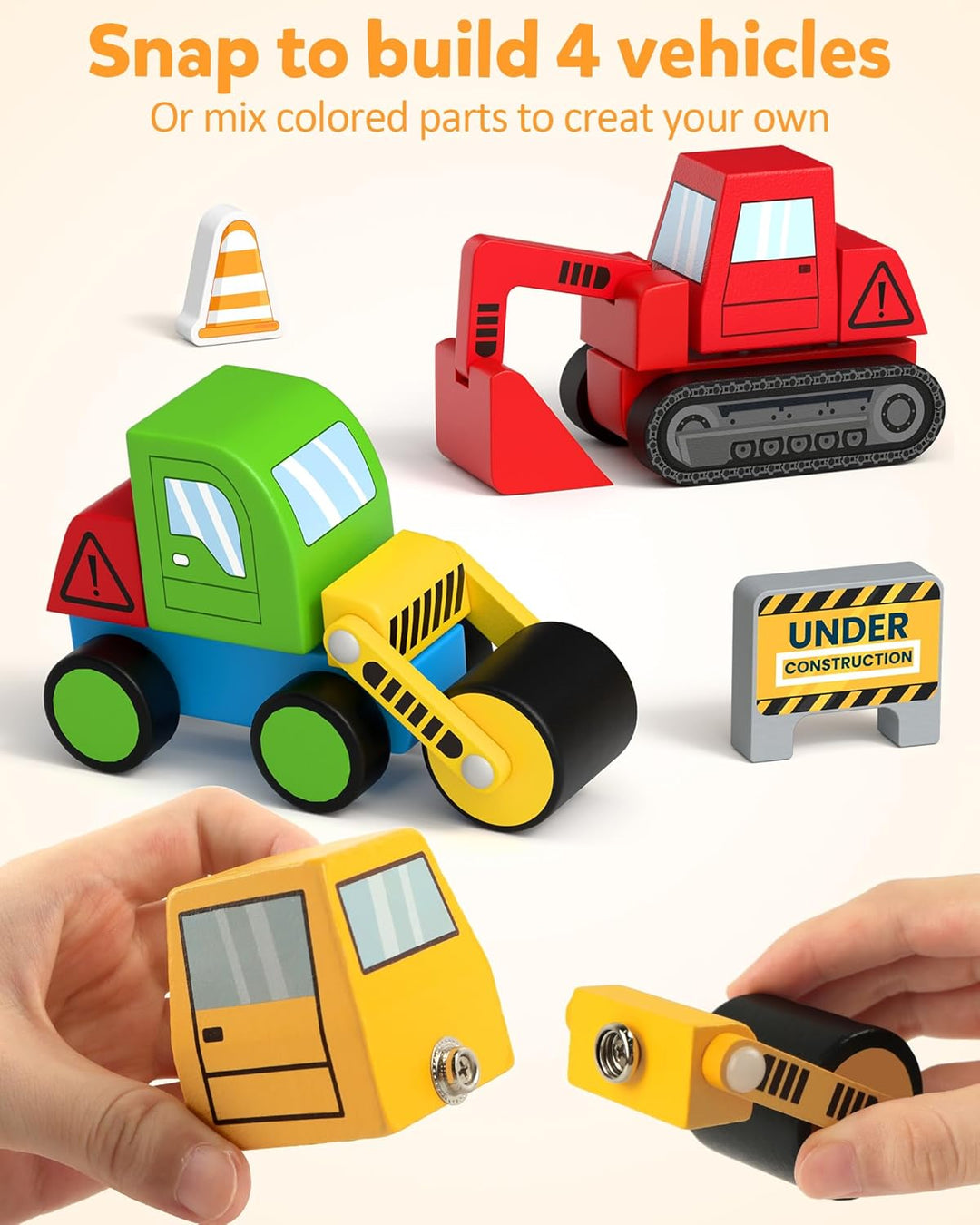 Coogam Take Apart Construction Truck Spielzeug für Kleinkinder, Snap Together Engineering Car Buildi