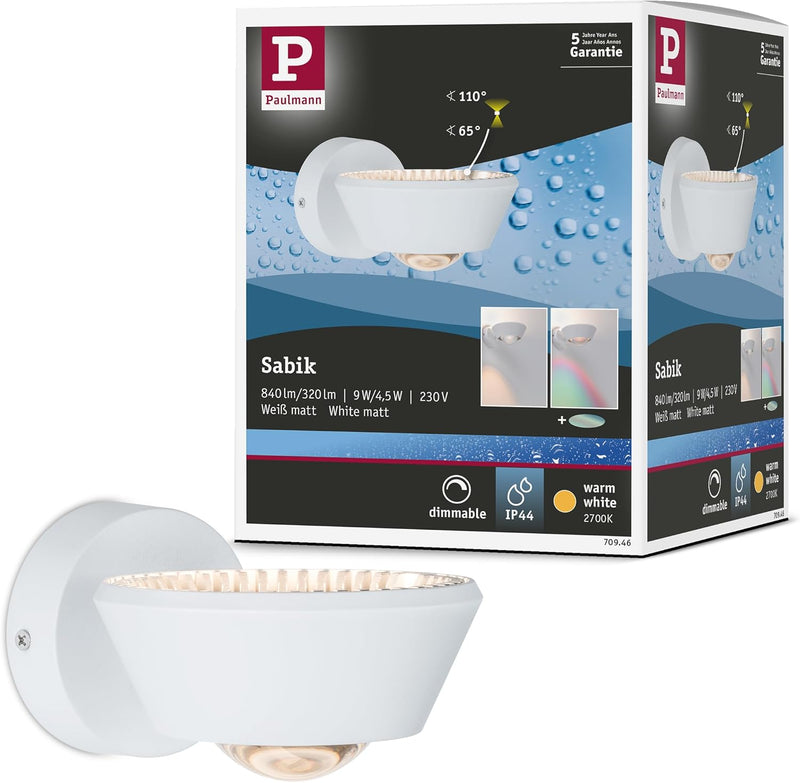 Paulmann 70946 LED Deckenleuchte Sabik IP44 230V rund incl. 1x9 / 1x4 Watt dimmbar Deckenleuchten We