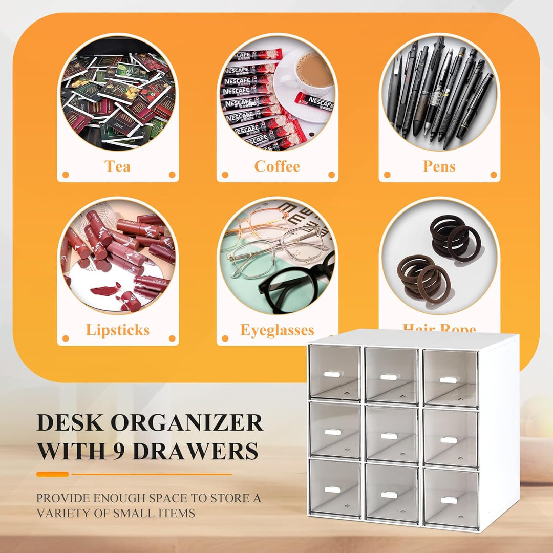 3 Stück Teebox Kunststoff mit 9 Schubladen 22.6x16,5x7,6cm Teebeutel Organizer Stapelbar, Tee Aufbew
