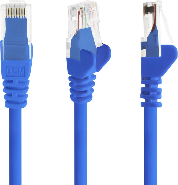 1aTTack.de 10m - blau - 5 Stück - (PACK) - CAT.6 CAT6 Ethernet-Lan-Netzwerk-Kabel 1000 Mbit/s Patchk