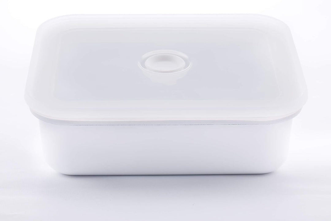 Honeyware 87006 Auflaufform / Backform aus Emaille, flach, mit Aroma-Deckel, Ofenform für kleine Auf