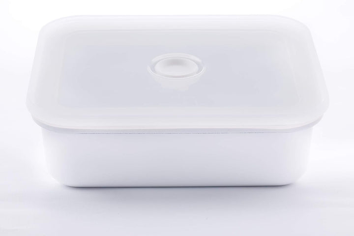 Honeyware 87006 Auflaufform / Backform aus Emaille, flach, mit Aroma-Deckel, Ofenform für kleine Auf