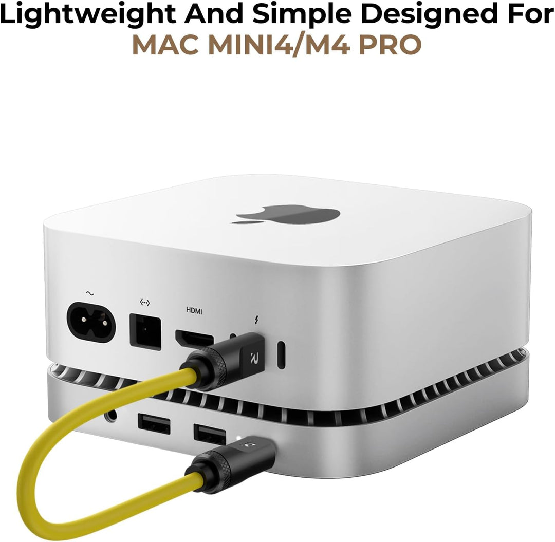 Aluminium Hub & Stand for the M4/M4 Pro Mac mini (2024) with 40Gbps NVMe/M.2 SSD Housing, 2X USB-A,