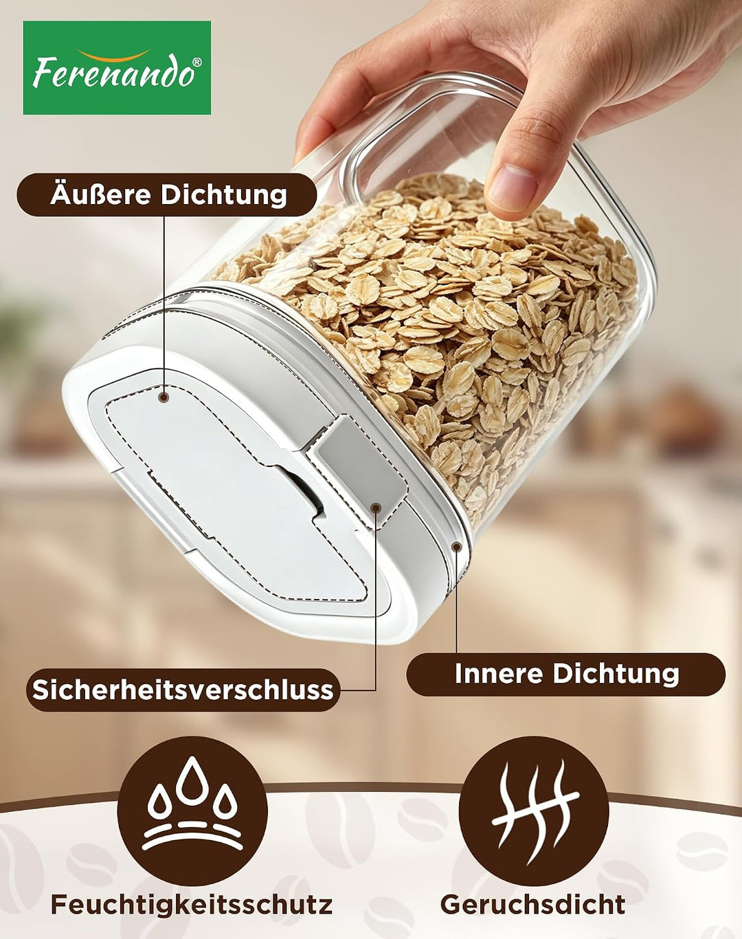 2 Stück Kaffeedose Luftdicht mit Löffel(800ml + 1300ml), Feuchtigkeitsdichte Kaffeebehälter，Vielseit