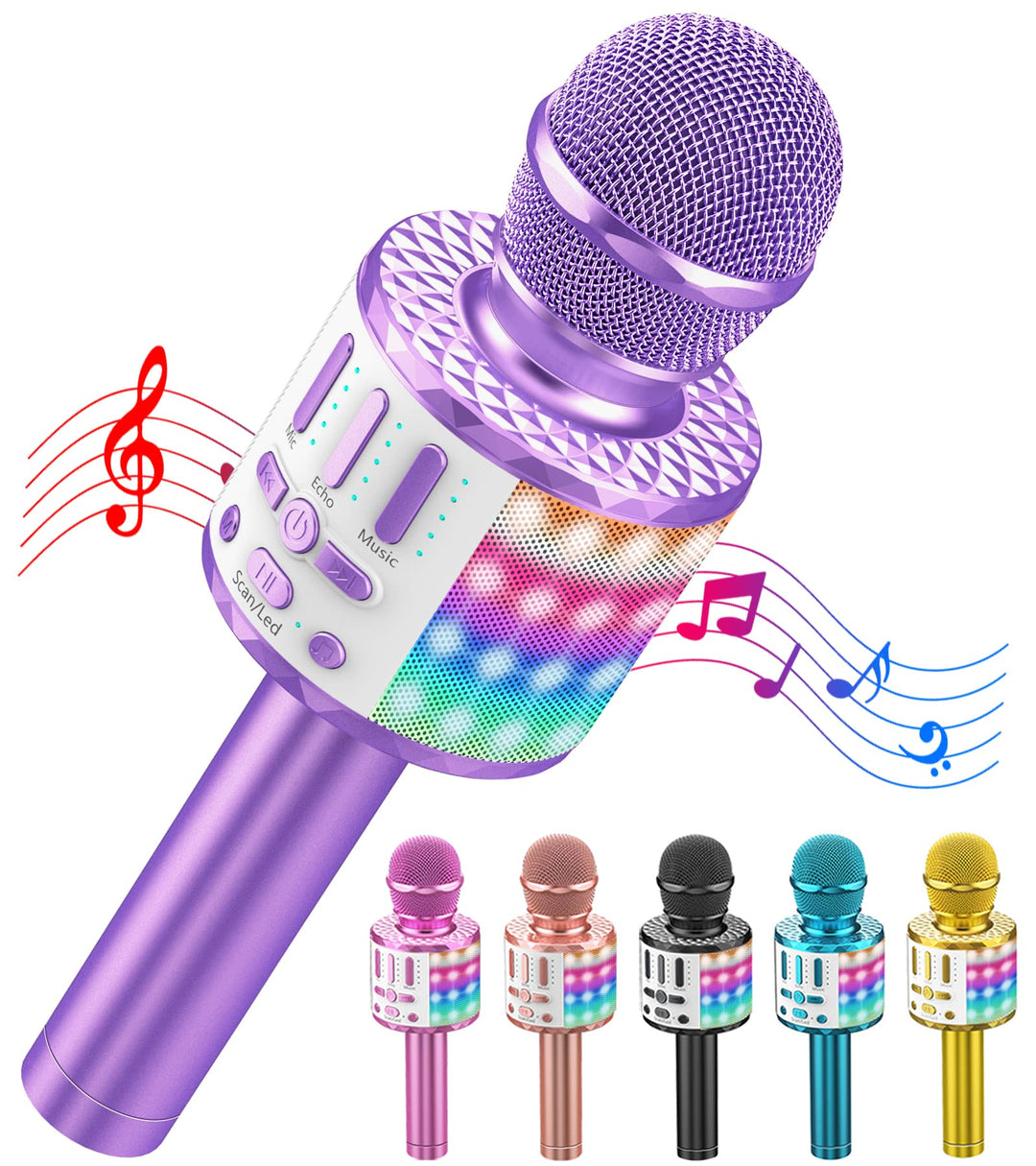 Karaoke Mikrofon, LED Drahtloses Bluetooth Mikrofon zum Singen mit Lautsprecher, Karaoke Spielzeug K