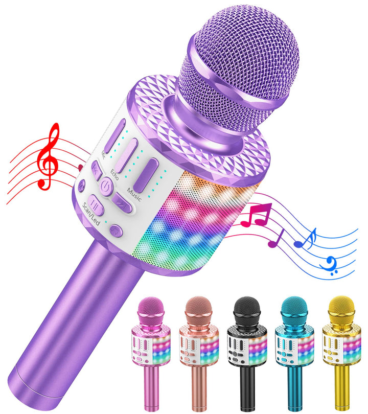 Karaoke Mikrofon, LED Drahtloses Bluetooth Mikrofon zum Singen mit Lautsprecher, Karaoke Spielzeug K