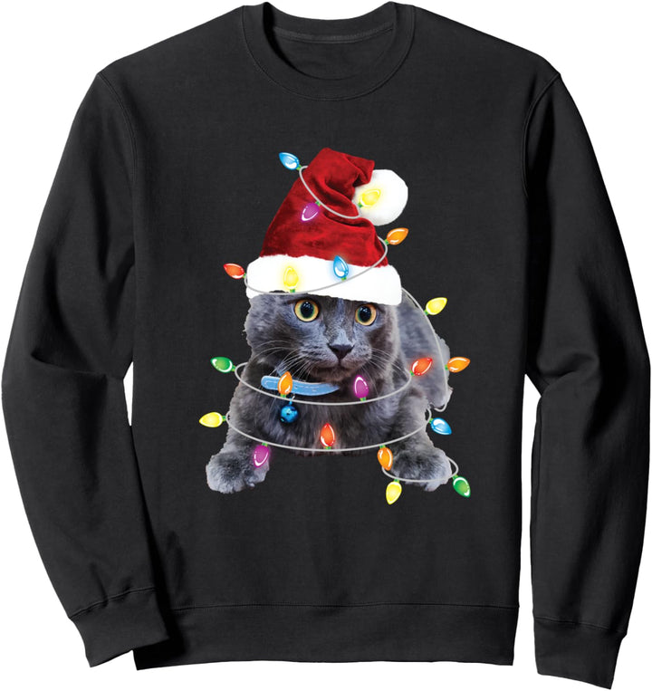 Cat Christmas Cat Mom Cat Dad Xmas Santa Black Cat Sweatshirt
